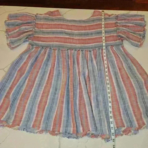 Free People Summer Nights Striped Tunic Cotton Blue Pink Womens Size Medium - Picture 10 of 13